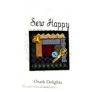 New Quilter Seamstress Dressmaker Charm Brooch Hat‎ Pen quilt block & scissors